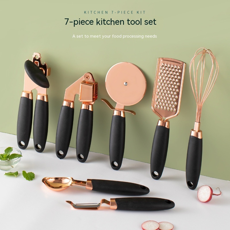 Rose Gold Stainless Steel Kitchen Utensil Set - Image 3