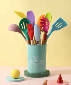 Silicone Kitchen Utensil Set with Wooden Handle