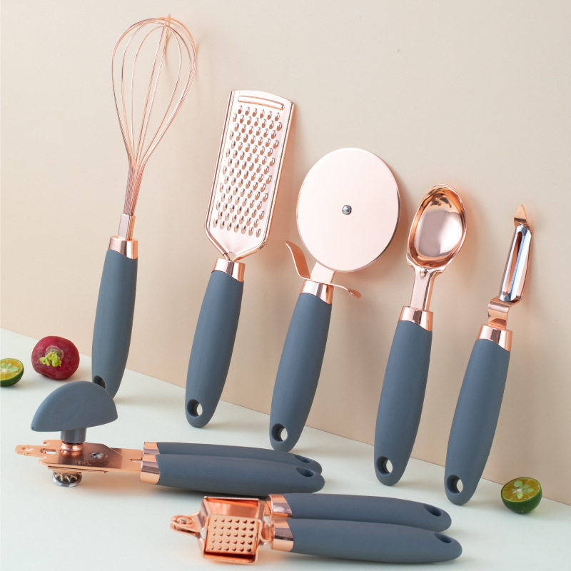 Rose Gold Stainless Steel Kitchen Utensil Set - Image 4