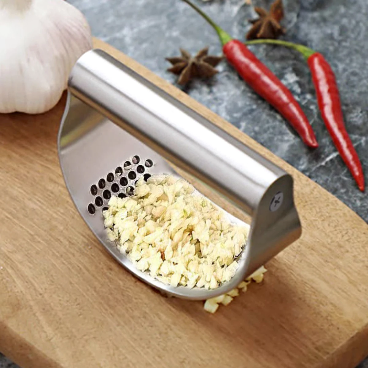 WORTHBUY Manual Stainless Steel Garlic Press - Image 6