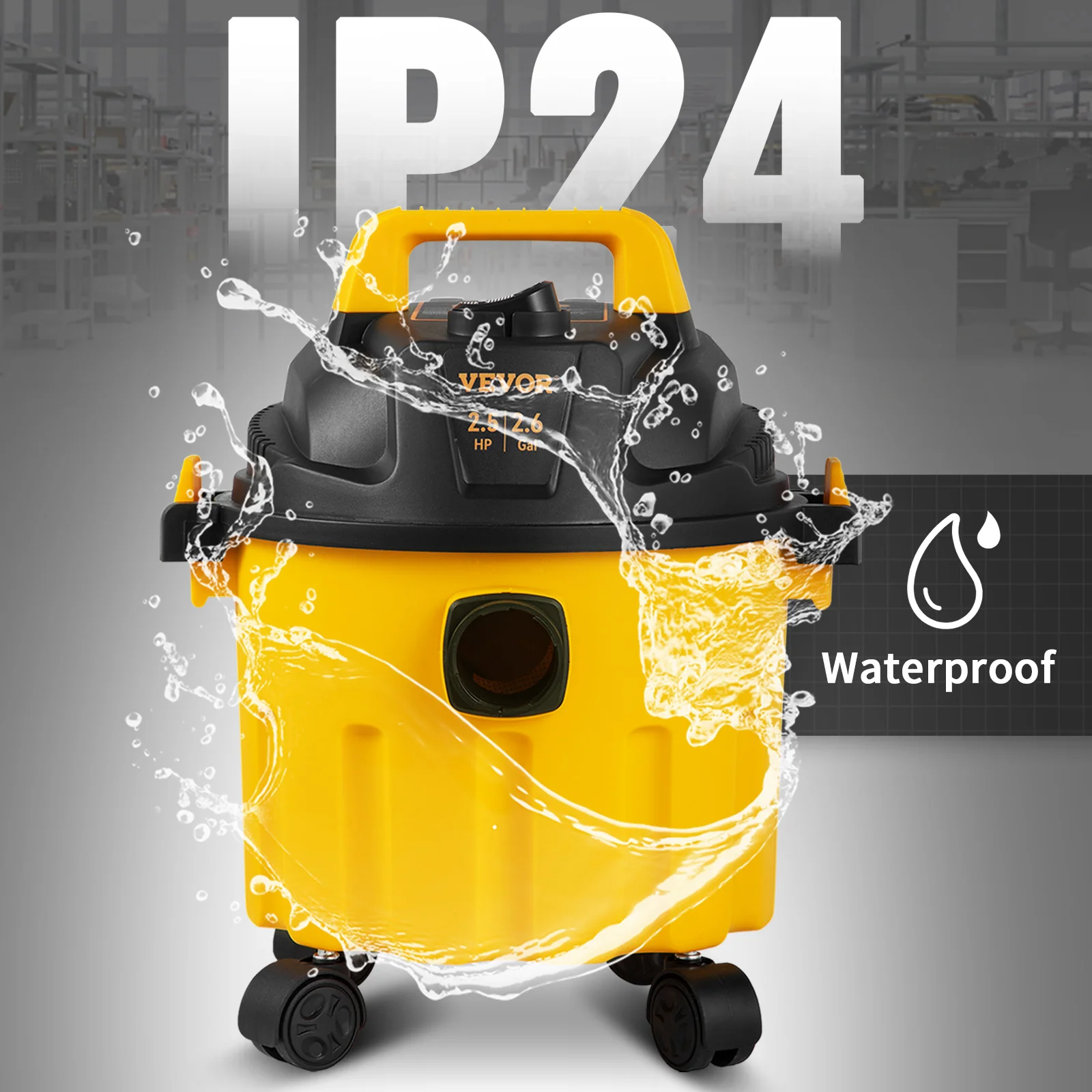 VEVOR Wet Dry Vac, 2.6 Gallon, 2.5 Peak HP, 3 in 1 Portable Shop Vacuum with Blowing Function, Attachments Storage, Perfect for Cleaning Floor - Image 5