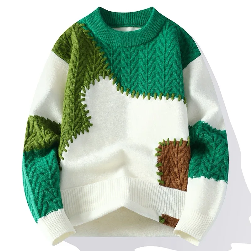 Men's Casual Patchwork Pullover